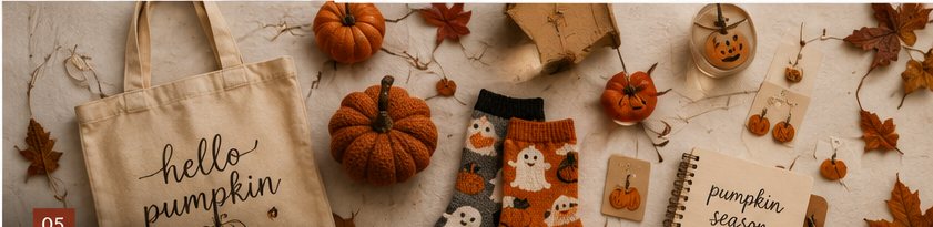 Small pumpkin-themed seasonal finds for Fall and Halloween